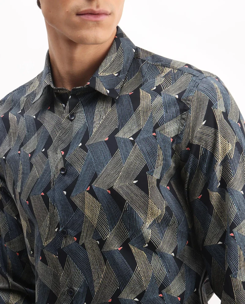 Rare Rabbit Men's Geometric Print Shirt