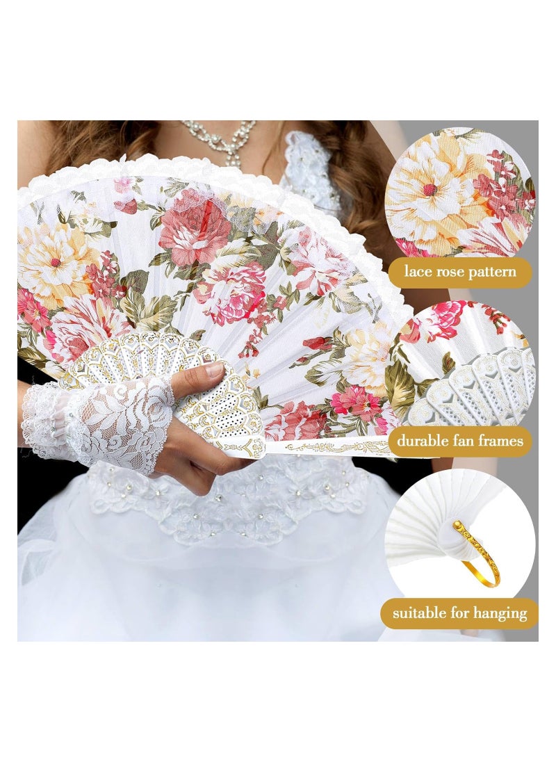 Excefore 10Pcs Hand Lace Foldable Fans Bulk for Women, Lace Folded Hand European Retro Fan Bridal Dancing Prop Wedding Party Favors for Dancing Tea Party  - Image 4