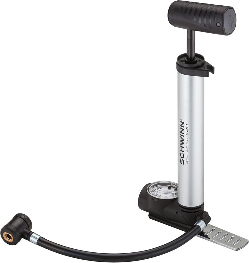 Schwinn Air Sport Mini Bike Pump, Foot to Floor or Hand Pump Option, Fits Schrader and Presta Valve Types, Easy-to-Carry Portable and Convenient Design, Bicycle Essentials for Easy Road Riding - Image 1