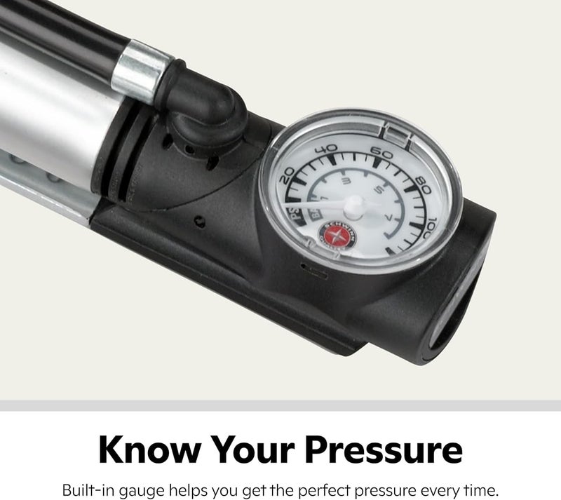 Schwinn Air Sport Mini Bike Pump, Foot to Floor or Hand Pump Option, Fits Schrader and Presta Valve Types, Easy-to-Carry Portable and Convenient Design, Bicycle Essentials for Easy Road Riding - Image 3