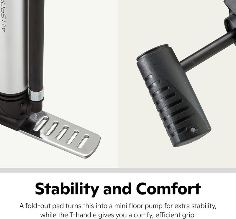 Schwinn Air Sport Mini Bike Pump, Foot to Floor or Hand Pump Option, Fits Schrader and Presta Valve Types, Easy-to-Carry Portable and Convenient Design, Bicycle Essentials for Easy Road Riding - Image 4