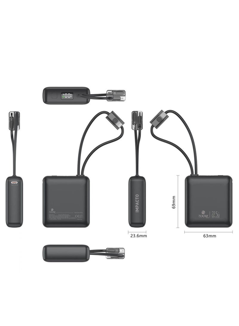 Zoom Plus IMPACTO 1+1 Bundle Power Bank – 2 × 10,000mAh, 22.5W Super Fast Charging, Built-in Type-C & Lightning Cables, Compact Portable Power Bank - Image 4
