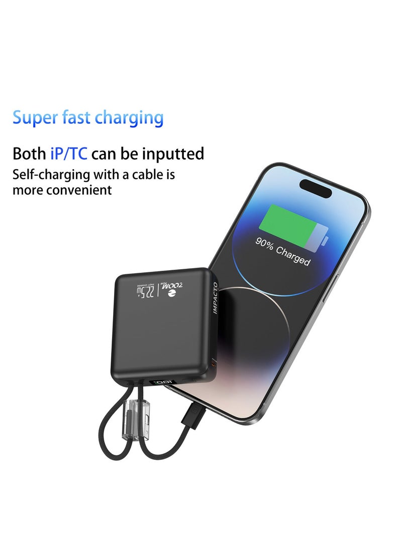 Zoom Plus IMPACTO 1+1 Bundle Power Bank – 2 × 10,000mAh, 22.5W Super Fast Charging, Built-in Type-C & Lightning Cables, Compact Portable Power Bank - Image 2