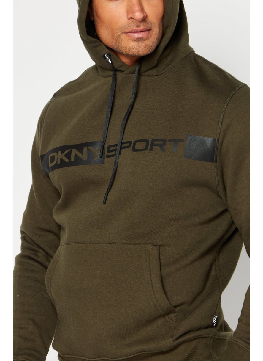 DKNY Sport Men Sportswear Fit Training Hoodie, Olive  - Image 3