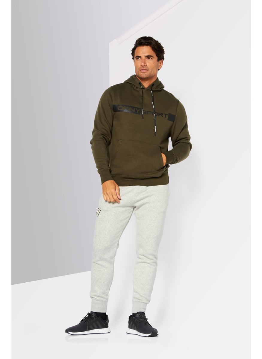 DKNY Sport Men Sportswear Fit Training Hoodie, Olive  - Image 4