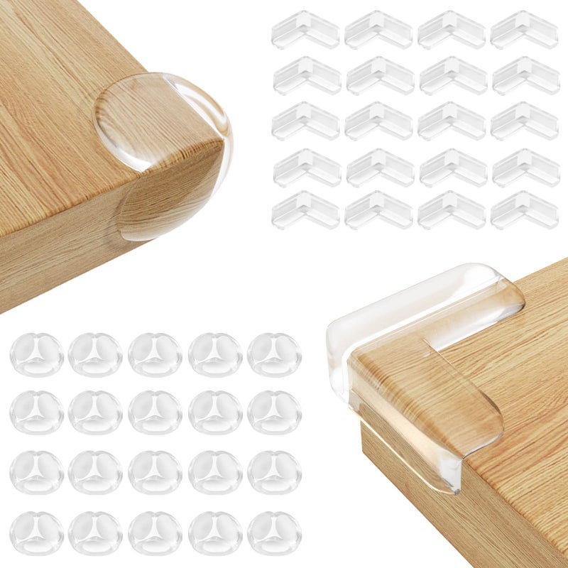 Rindion 40 Pack Corner Protector Baby, 2 Shapes Baby Proof Corners and Edges, Clear Table Corner Covers Baby, Baby Corner Protector Guards, Corner Guards for Table Edges & Sharp Corners - Image 1