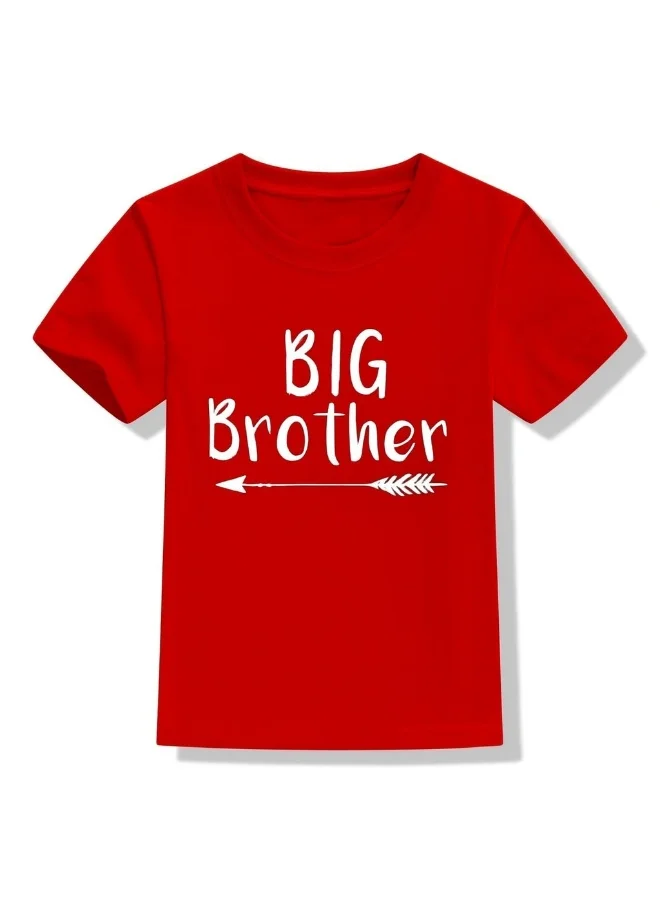 Matching Family Outfits Big Brother Red Cotton T-Shirt for Kids | Comfortable Everyday Wear | Soft & Breathable Sibling Celebration Tee | Perfect Gift for Brothers, Family Matching Outfit, Birthdays, Baby Announcement & Family Photos