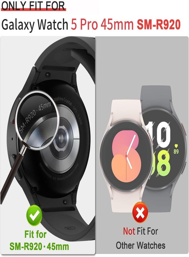 RICHONE [5Pack] Compatible with Galaxy Watch 5 Pro 45mm Screen Protector Case, with HD Screen Film, Full Protection Cover Soft TPU Bumper Frame Accessories (for Samsung Watch5 Pro 45mm, SM-R920) - Image 2