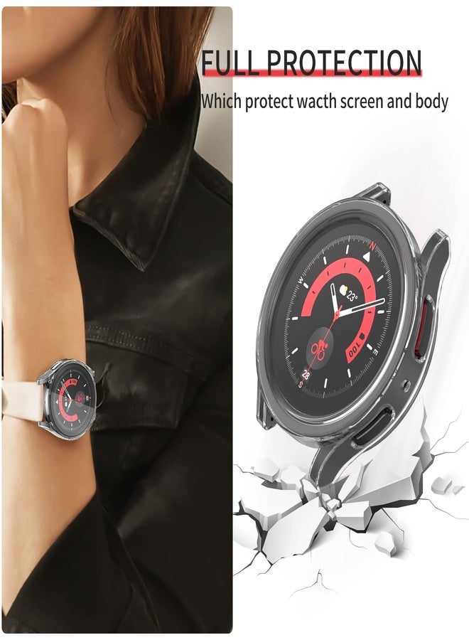 RICHONE [5Pack] Compatible with Galaxy Watch 5 Pro 45mm Screen Protector Case, with HD Screen Film, Full Protection Cover Soft TPU Bumper Frame Accessories (for Samsung Watch5 Pro 45mm, SM-R920) - Image 3
