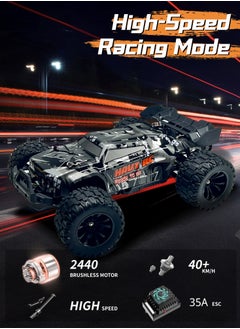 هارفستوي سيارات HAVT RC 1/14 بدون فرشاة تعمل بالتحكم عن بعد بتردد 2.4 جيجاهرتز مع مصباح أمامي LED للمبتدئين. سريعة 50 ميلاً في الساعة، شاحنات RC 4X4 للطرق الوعرة. سيارة RC للكبار والأطفال. هدايا ألعاب للأطفال بعمر 14 عامًا  - Image 2