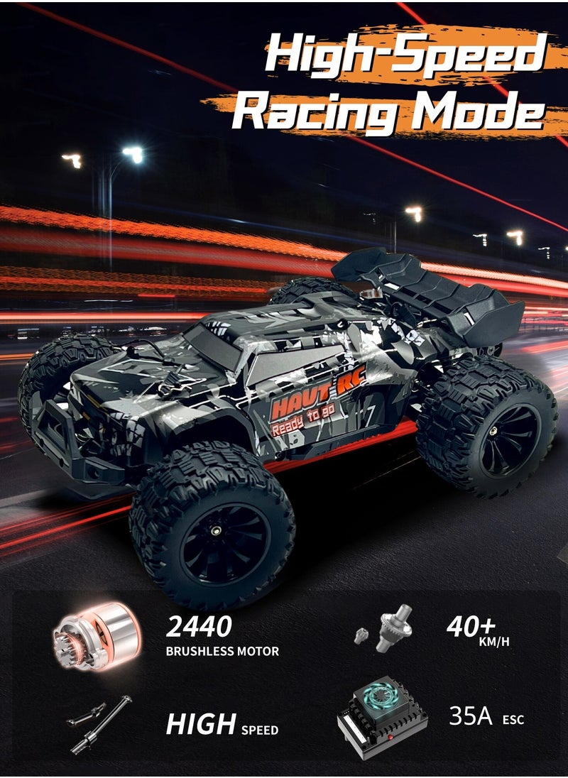Harvestoy HAVT RC 1/14 Brushless All Terrain 2.4 GHz Romote Control Cars with LED Headlight for Beginners. Fast 50 mph,RC Trucks 4X4 Offroad .RC car for adults for kids.Toys Gifts for 14  years old  - Image 2