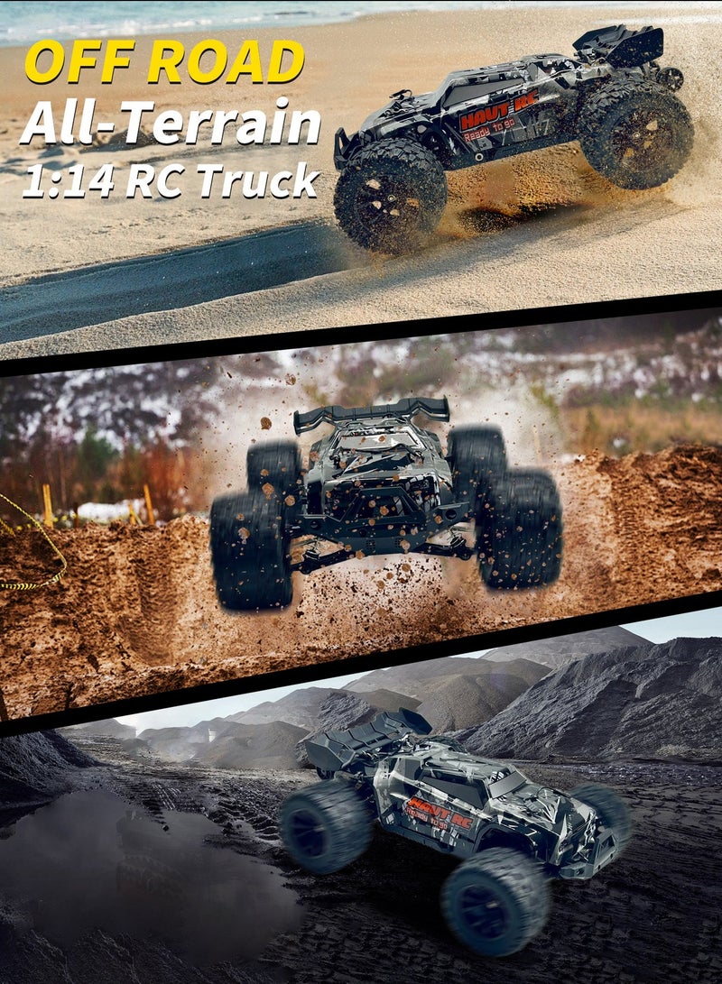 Harvestoy HAVT RC 1/14 Brushless All Terrain 2.4 GHz Romote Control Cars with LED Headlight for Beginners. Fast 50 mph,RC Trucks 4X4 Offroad .RC car for adults for kids.Toys Gifts for 14  years old - Image 3