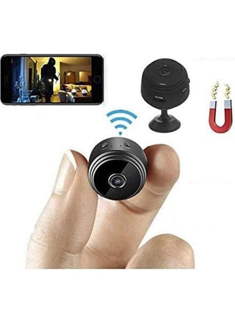 Mini Camera Full HD 1080P Night Vision, Motion Sensor iPhone Android Support, Security Nanny Cam, Wireless Video Detection, Compact Design - black