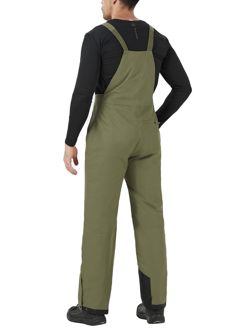 WULFUL Mens Insulated Snow Bibs Waterproof Winter Ski Pants Snowboarding Overalls Green - Image 2