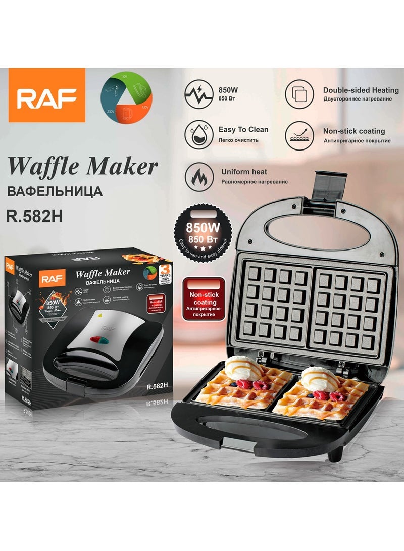آر إيه أف ماكينة صنع الوافل المنزلية ذات الوجهين للتدفئة، ماكينة الإفطار متعددة الوظائف، ماكينة الخبز - Image 2