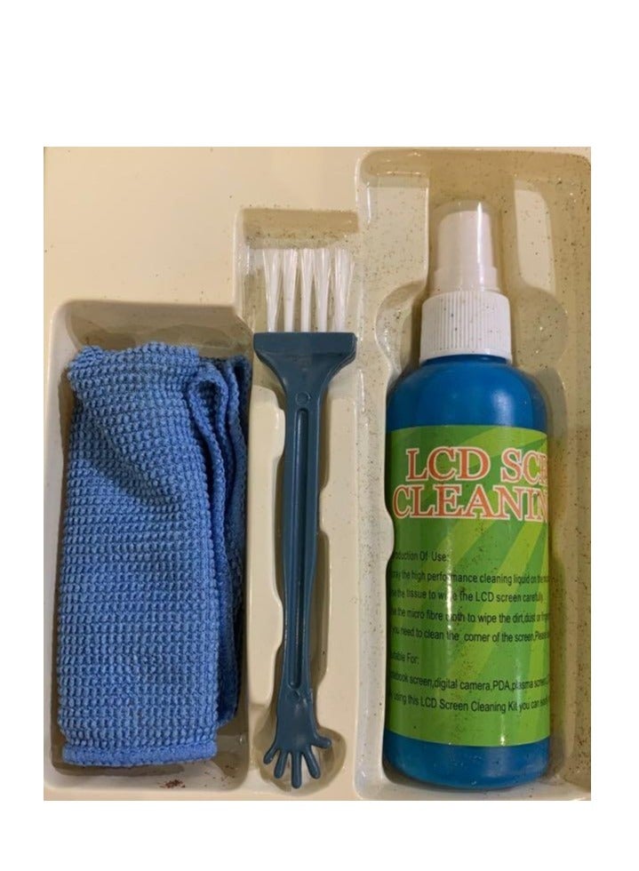 3 in 1 Multi-Purpose LCD Cleaning Kit with Cloth,Brush,Liquid Solution for Cameras, Binoculars, Laptops. - Image 1