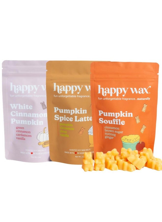 Happy Wax Classic Pumpkin Collection Scented Natural Soy Wax Melts - 6 Total Oz. of Scented Wax Melts, Collection Includes 2oz Pumpkin Spice Latte, 2oz Pumpkin Souffle, and 2oz White Cinnamon Pumpkin - pzsku/Z6E123CF0DE899F6DDB70Z/45/_/1740982529/b41b9fac-d70b-4d43-a913-aedae1eed209