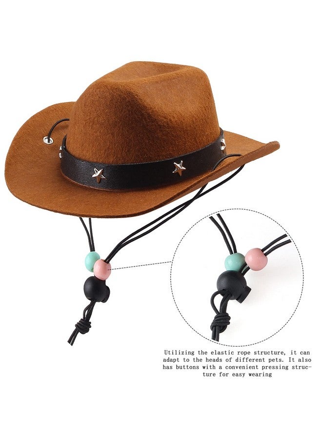 Yewong Pet Cowboy Costume Accessories Dog Cat Pet Size Cowboy Hat And Bandana Scarf West Cowboy Accessories For Puppy Kitten Party Festival And Daily Wearing Set Of 2 (Coffee) - Image 3