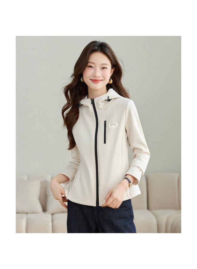 Flying in the snow Hooded Softshell Jacket Women 2025 Autumn New Slim Fit Short Style Petite Outdoor Cycling Sports Top - Image 4
