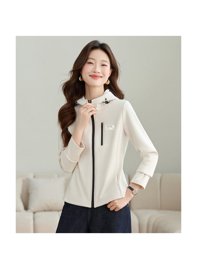 Flying in the snow Hooded Softshell Jacket Women 2025 Autumn New Slim Fit Short Style Petite Outdoor Cycling Sports Top - Image 3