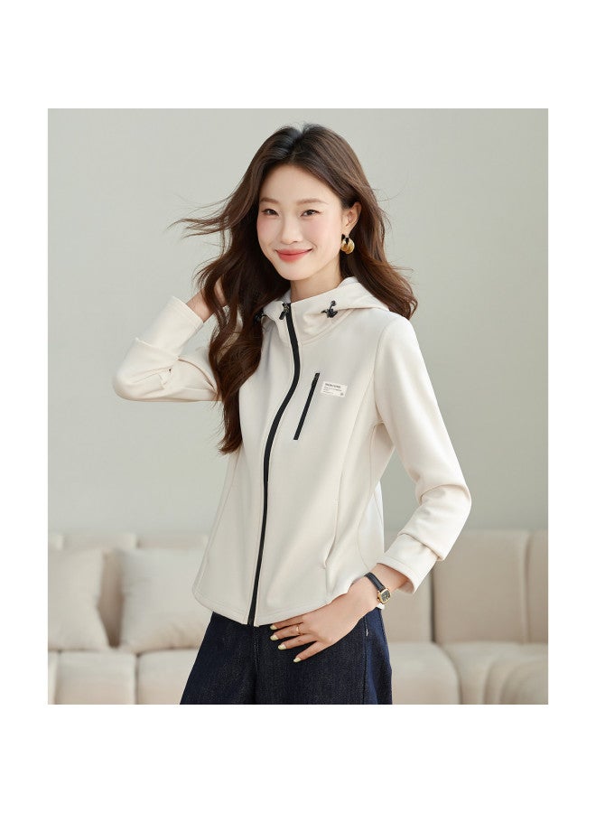 Flying in the snow Hooded Softshell Jacket Women 2025 Autumn New Slim Fit Short Style Petite Outdoor Cycling Sports Top - Image 5
