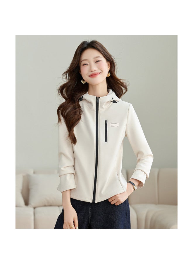 Flying in the snow Hooded Softshell Jacket Women 2025 Autumn New Slim Fit Short Style Petite Outdoor Cycling Sports Top - Image 2