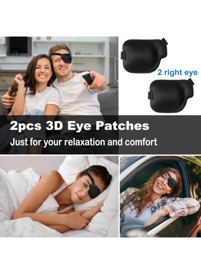 2Pcs 3D Eye Patches For Adults, Adjustable Medical Eyepatch Lazy Eye,Black(Right Eye) - Image 3