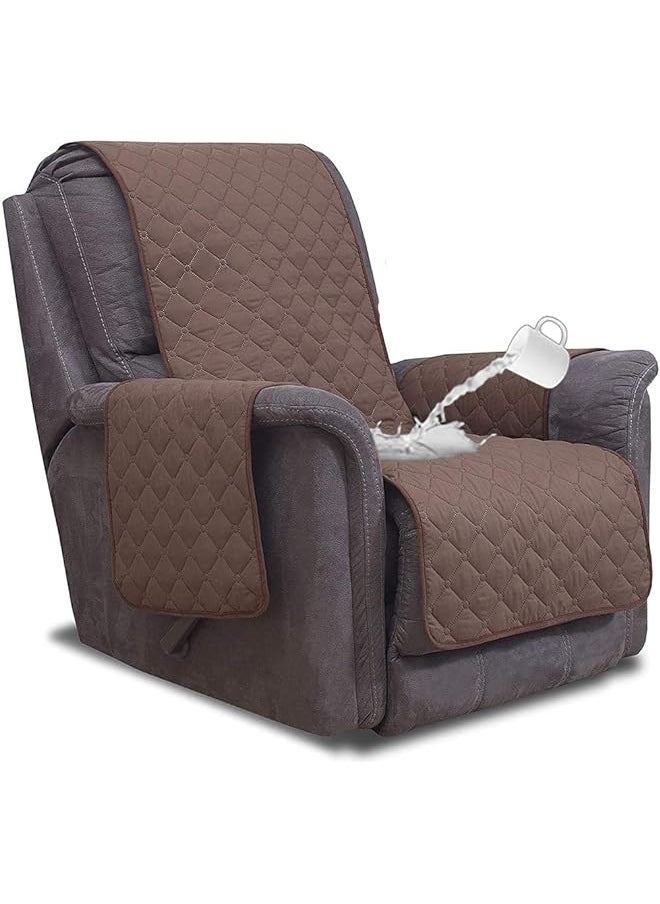 DD - Reversible Quilted Chair Cover 1 Seater, Adjustable Buckle Strap, Anti-Slip, Water Repellent, Sofa and Couch slipcover, Protector, Furniture Cover (Coffee) - Image 1