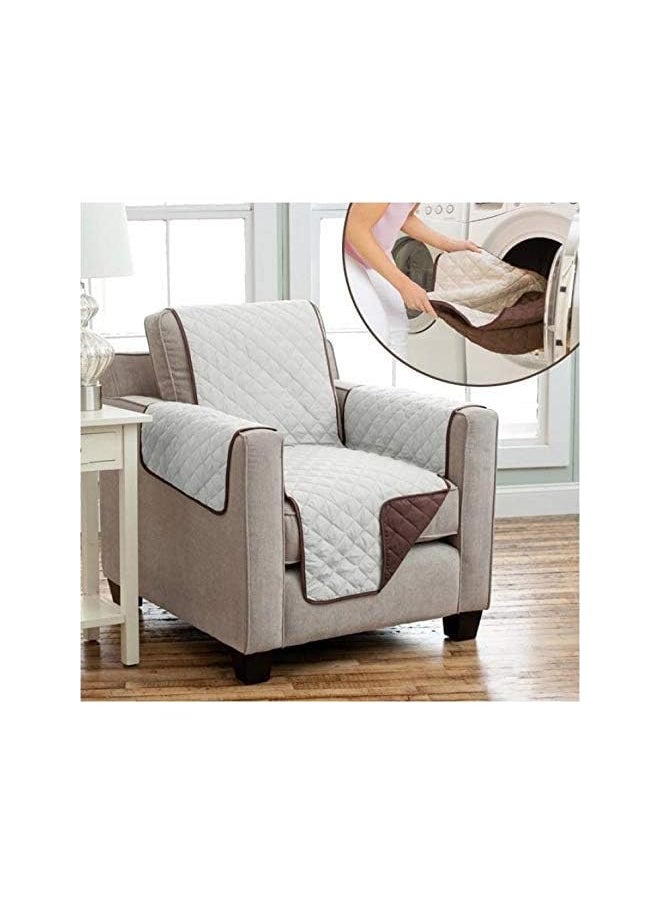 DD - Reversible Quilted Chair Cover 1 Seater, Adjustable Buckle Strap, Anti-Slip, Water Repellent, Sofa and Couch slipcover, Protector, Furniture Cover (Coffee) - Image 1