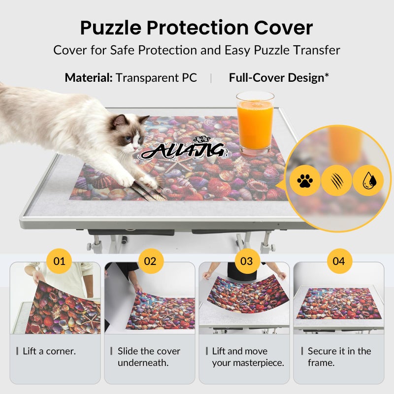 ALL4JIG 1500 Piece Light-Weight Adjustable Tilting Plastic Jigsaw Puzzle Table for Adults, 35"x26" Multi-Functional Puzzle Board with 4 Drawers & Protective Cover, 45-Degree Any-Angle Tilt - Image 5