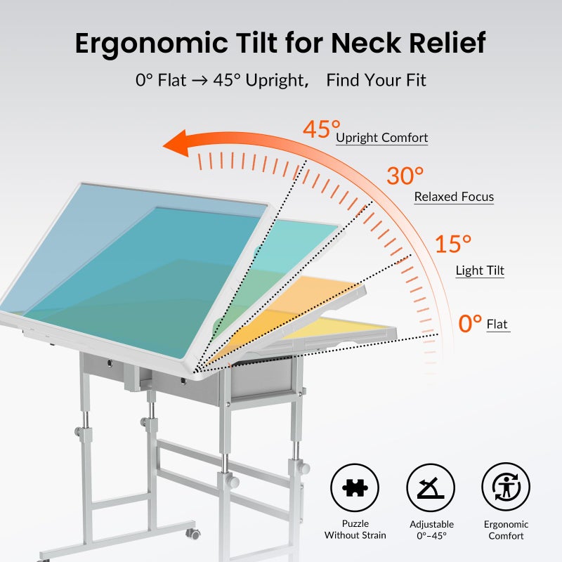 ALL4JIG 1500 Piece Light-Weight Adjustable Tilting Plastic Jigsaw Puzzle Table for Adults, 35"x26" Multi-Functional Puzzle Board with 4 Drawers & Protective Cover, 45-Degree Any-Angle Tilt - Image 3