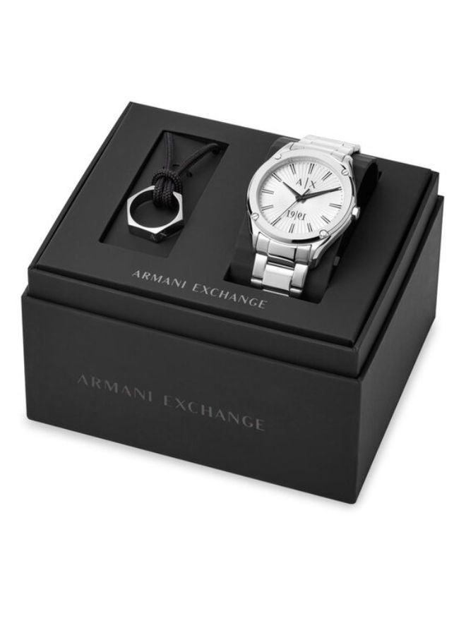 ارماني اكسشينج Men Stainless Steel Analog Wrist Watch AX7131SET with Necklace Set - Image 4