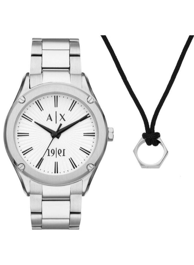 ارماني اكسشينج Men Stainless Steel Analog Wrist Watch AX7131SET with Necklace Set - Image 1