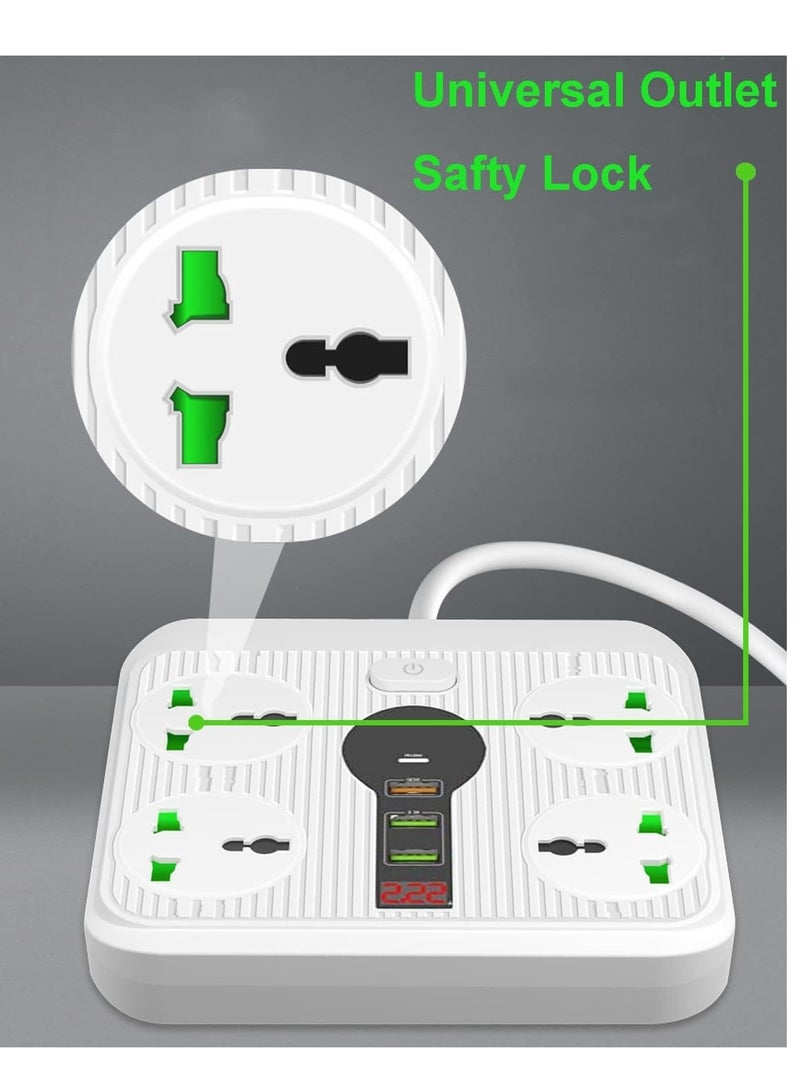 Power Strip Surge Protector with USB - Extension Cord Flat Plug with Widely 4 AC Outlet and 3 USB 1 PD, LED Small Desktop Station with 6 ft Power Cord, Compact Socket for Travel, Home and Office - Image 5