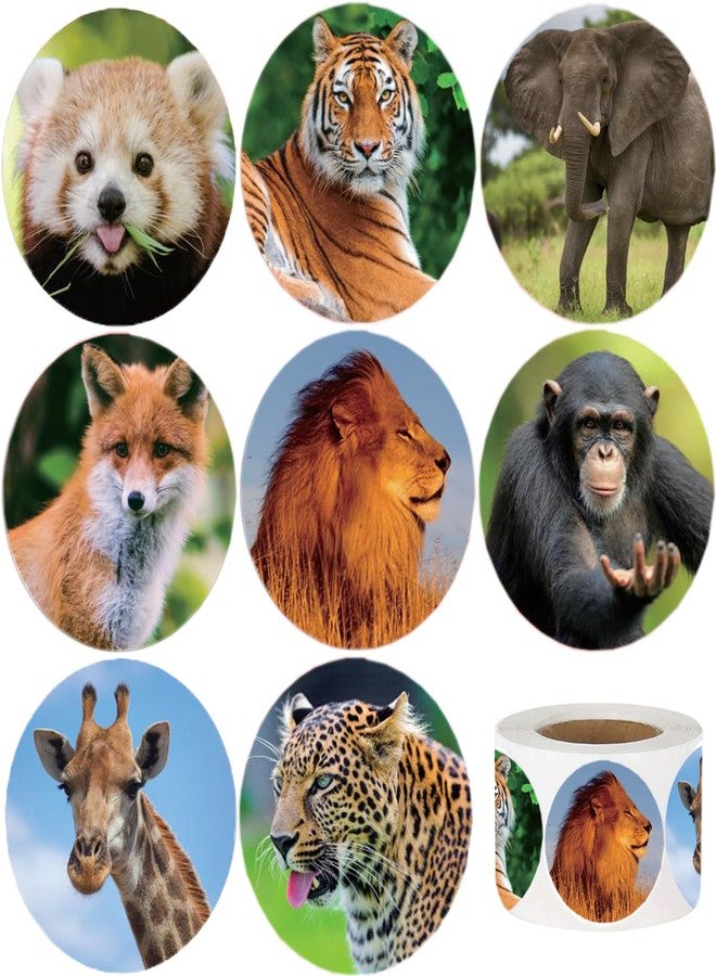 Hohamn 600 Pcs Zoo Animals Stickers for Kids, 1.5 Inch Round Jungle Animal Stickers for Boys Girls Birthday Party Favor Gifts Decoration Teachers Student Classroom Reward - Image 1