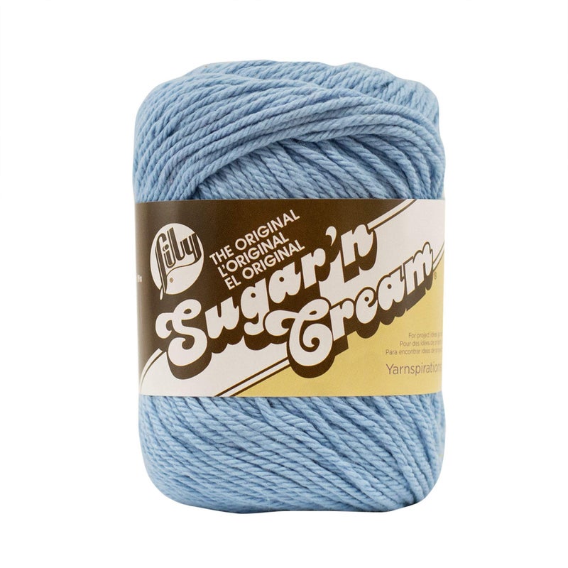 Lily Sugar N Cream The Original Solid Yarn 25oz Medium 4 Gauge 100 Cotton  Light Blue  Machine Wash  Dry