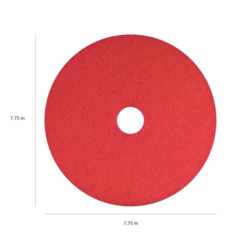 Americo Red Buffer Floor Pad, for Light Cleaning and Buffing, 7.75" Diameter, 3.25" Center Hole, 5 Pads/Case, Made of 100% Recycled Content, USA Made - Image 2