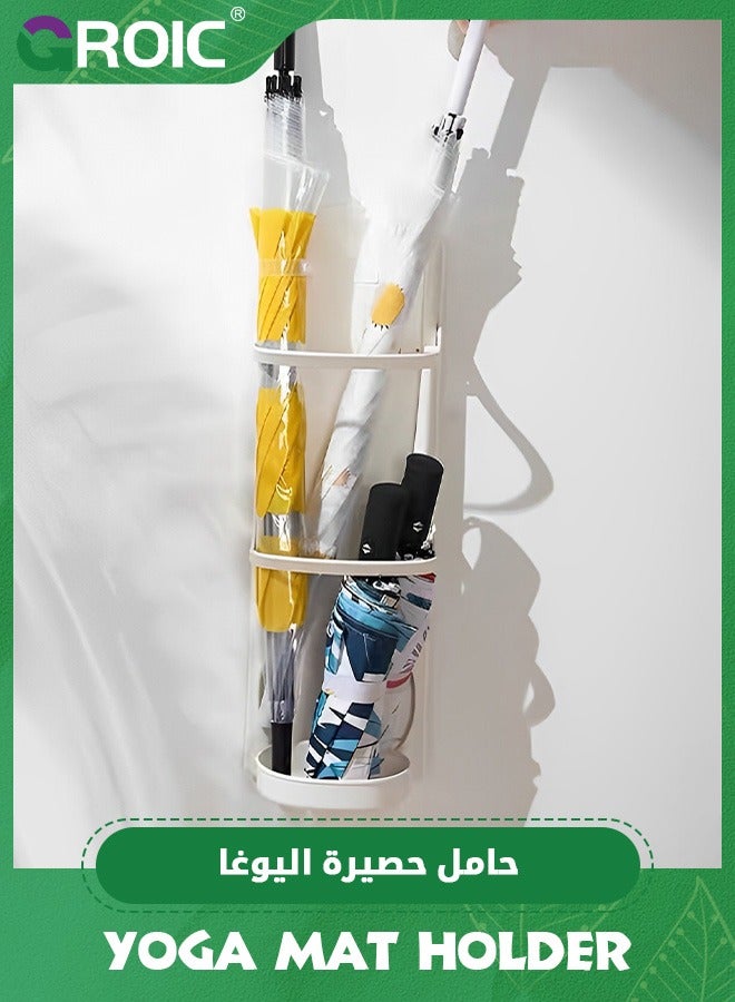 جرويك Yoga Mat Holder, Wall Mount Storage Rack Home Gym Studio Organizer for Foam Roller Foldable Removable Wall Rack for Hanging Yoga Mat, Yoga Sticks, Fitness Equipment Storage - Image 3