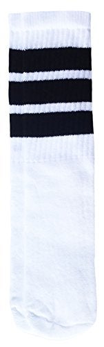 SKATERSOCKS 14" Kids White tube socks with Black stripes style 1 - Image 3