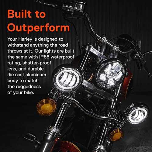 ONLINE LED STORE TRUE MODS 2pc 4.5" Osram LED Harley Fog Passing Light [Halo] [Black-Finish] Motorcycle Passing Fog Lamp for Harley Davidson Accessories Road King Street Glide Electra Glide - Image 3