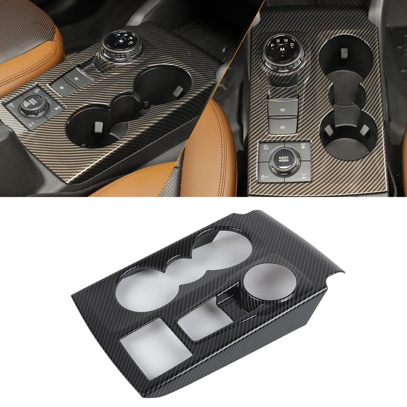 HTHE Center Console Rear Cup Holder Panel Cover Compatible with Ford Bronco Sport 20212024 Carbon Fiber Grain