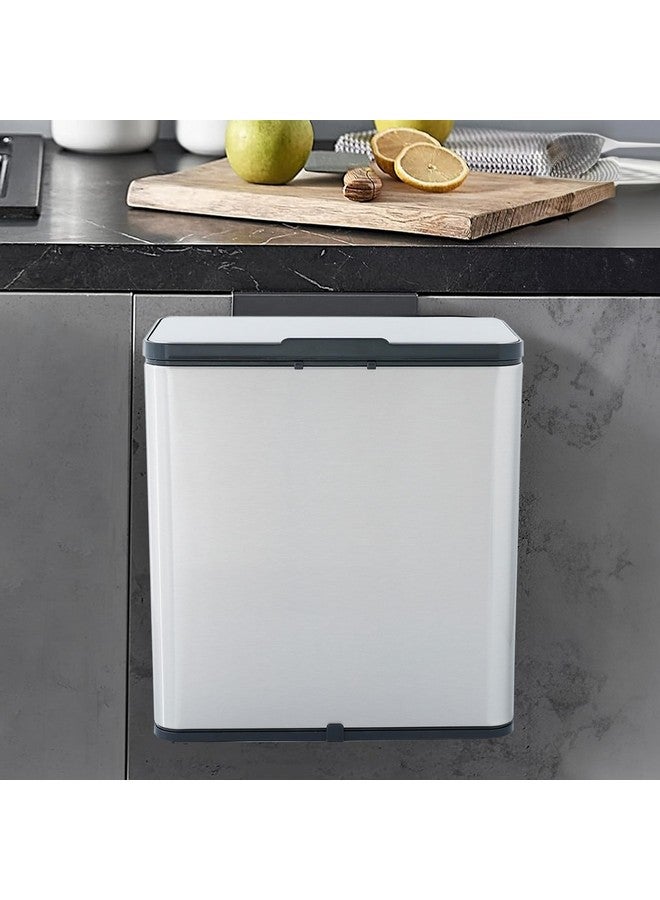 The Better Home 6L Silver Stainless Steel Automatic Trash Can | 29cm Hanging Dustbin With Lid & Inner Bucket | Quiet & Hygienic | For Kitchen, Bedroom & Bathroom - Image 1