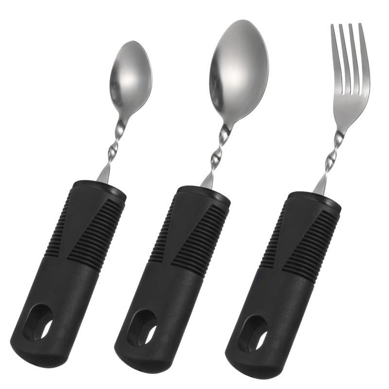 3pcs Weighted Bendable Spoons and Forks for Elderly Hand Tremors Ergonomic Eating Utensils - Image 2