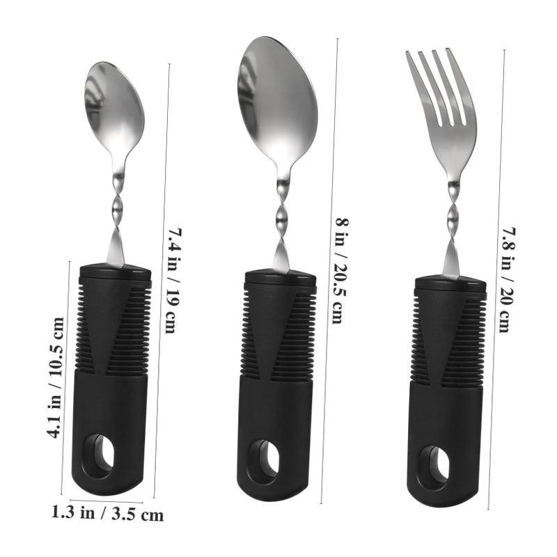 3pcs Weighted Bendable Spoons and Forks for Elderly Hand Tremors Ergonomic Eating Utensils - Image 3