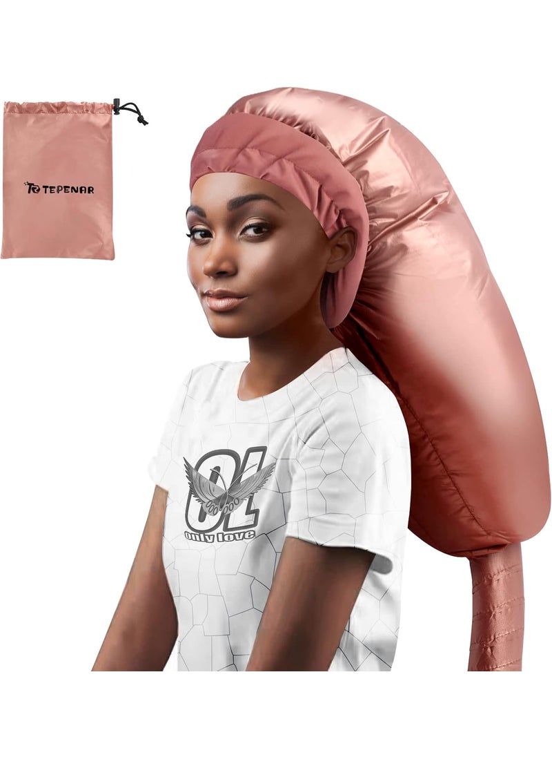 TEPENAR Bonnet Hair Dryer Attachment Upgraded Extra Large Adjustable Hair Dryer Cap  Easy to Use for Natural Curly Textured Hair Care Styling Fast Drying  Rose Gold 