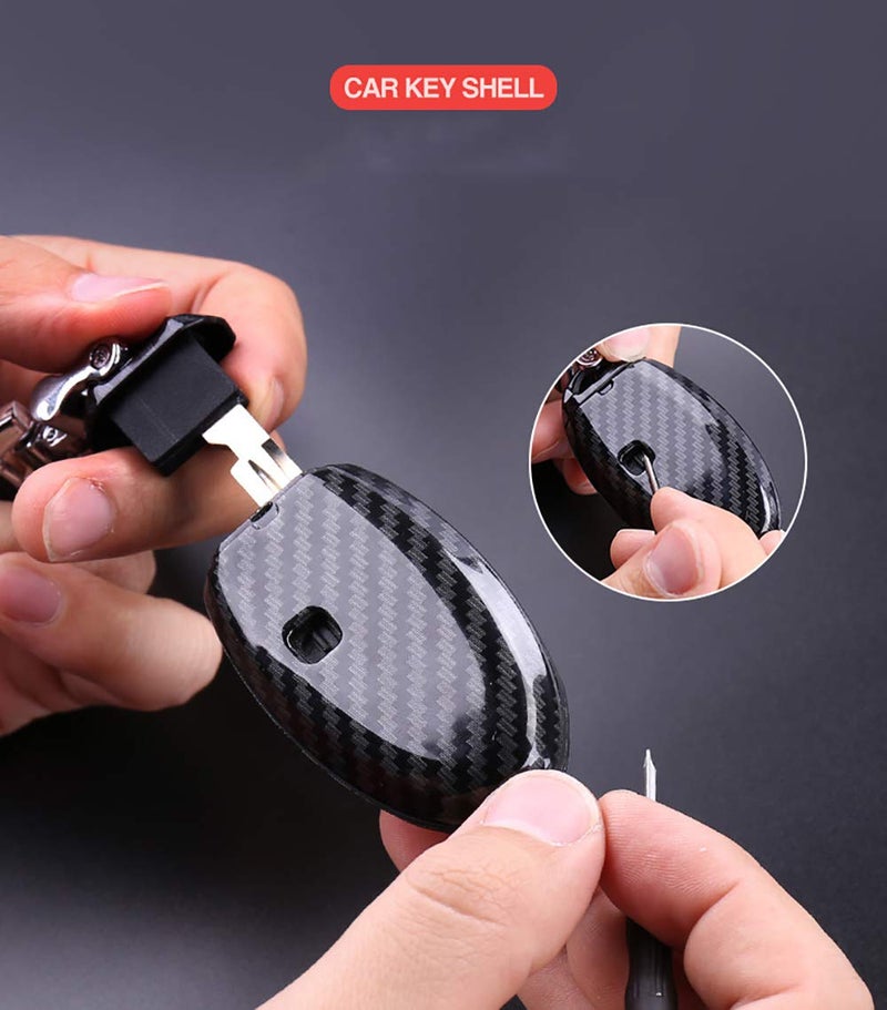 ontto 5-Button Key Case Fit for Nissan Remote Key Fob Cover Fit for Infiniti Carbon Texture red - Image 4