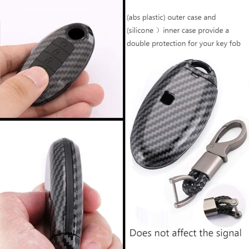 ontto 5-Button Key Case Fit for Nissan Remote Key Fob Cover Fit for Infiniti Carbon Texture red - Image 5