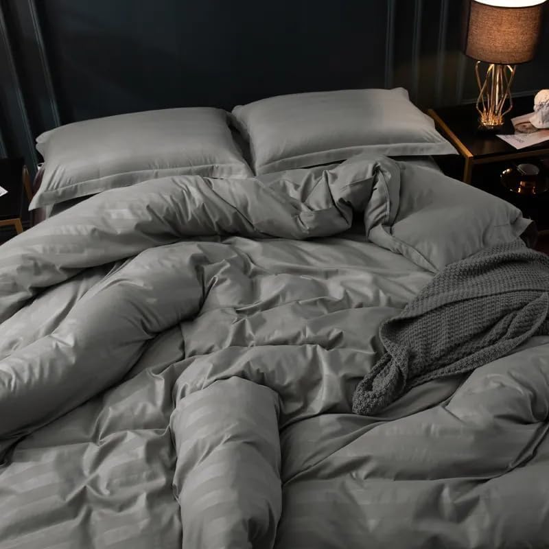 MOONCEE 6Pcs Bed Sheet King Size Set With Duvet Cover 220x240 Microfiber Bed Sheets Bedding Set Includes 1 Fitted Sheet, 1 Quilt Cover & 4 Pillows Cases (6Pcs Duvet Cover Set- King, Ash Grey) - Image 4
