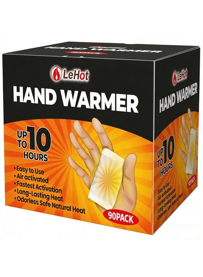 Lehot Hand Warmers - 90 Packs Hot Hands Disposable Heat Pad, Hot Hands Hand Warmers, Up to 10 Hours of Safe and Continuous Heat, Perfect for Camping, Outdoor Skiing, Fishing Ideal for Outdoors and Travel. - Image 1