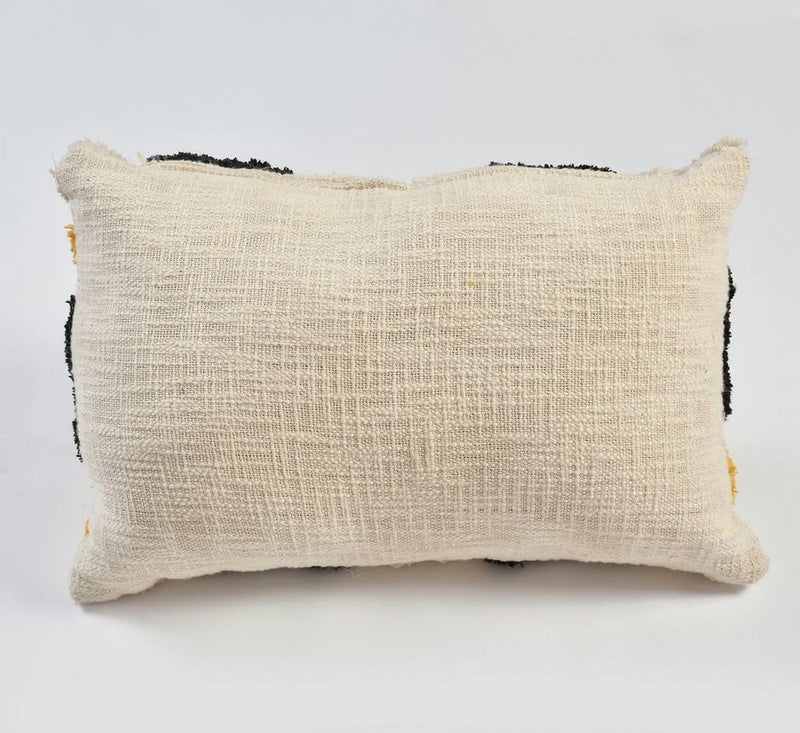 pepme Cross Pattern tri Color Cushion Cover Tufted OffWhite Black Mustard  - Image 3